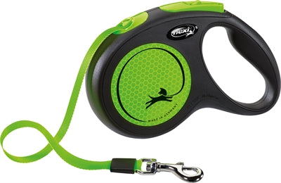 Flexi Rollijn New Classic Neon Tape Zwart / Groen S 5 Mtr Tot 15 Kg