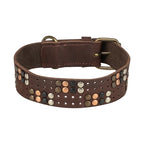 Trixie Halsband Hond Rivet Rustic Vetleer Donkerbruin S-M 34-40X3 Cm