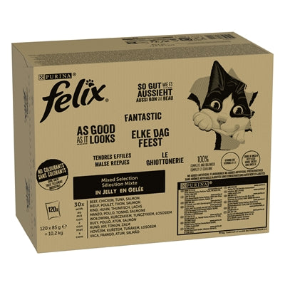 Felix Mixed Selection In Gelei Rund / Kip / Tonijn / Zalm 120X85 Gr