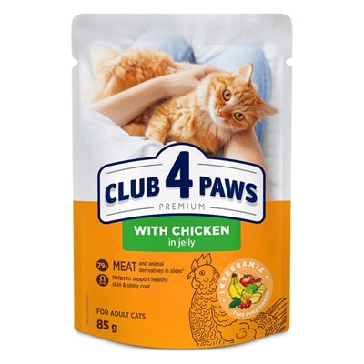 Club 4 Paws Premium Adult Pouch Kip In Gelei 24X85 Gr