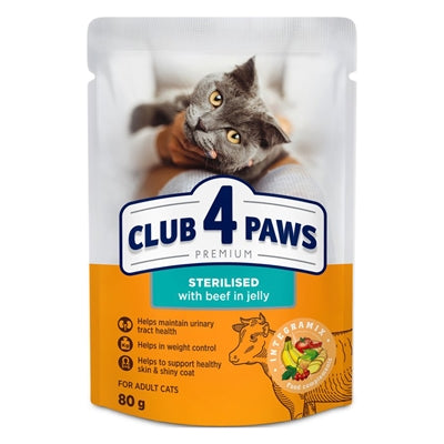 Club 4 Paws Premium Adult Sterilised Pouch Konijn In Gelei 24X80 Gr