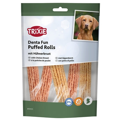 Trixie Denta Fun Puffed Rolls Met Kippenborst 100 Gr